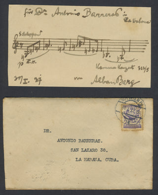 Berg, Alban. (1885–1935) Kammerkonzert - Autograph Musical Quotation