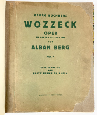 Berg, Alban. (1885 - 1935) [Zemlinsky, Alexander. (1871-1942)] WOZZECK - Pre-Publication Proof Inscribed to Zemlinsky