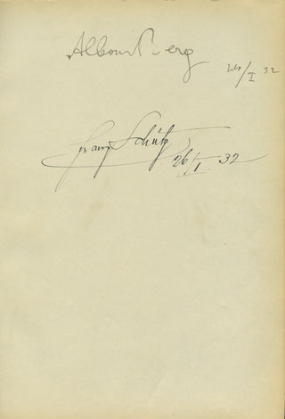 Berg, Alban. (1885–1935) & Schütz, Franz. (1892–1962) Autograph Signatures