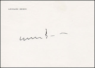 Berio, Luciano. (1925-2003) Signed Business Card