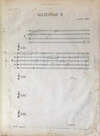 Berio, Luciano. (1925-2003) Allelujah II - BERIO'S PROOF COPY WITH HIS MARKINGS