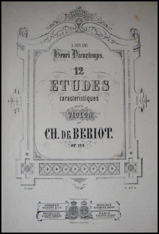 Bériot, Charles de. (1802 - 1870) 12 Etudes Caractéristiques pour le Violon. Op. 114