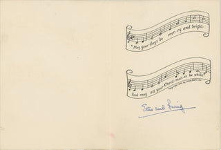 [Berlin, Irving. (1888–1989)] Mackay, Ellin. (d. 1988) [Frissell, Toni. (1907–1988)] Signed Christmas Card with "White Christmas" Musical Quotation