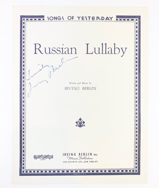 Berlin, Irving. (1888-1989) "Russian Lullaby" - Signed Sheet Music