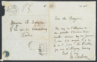 Berlioz, Hector. (1803-1869) Autograph Letter