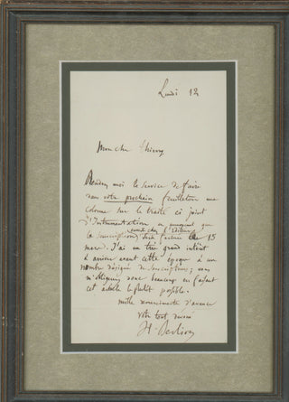 Berlioz, Hector. (1803–1869) Autograph Letter regarding the "Grand traité d’instrumentation"