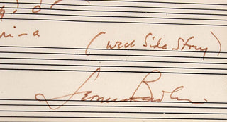 Bernstein, Leonard. (1918–1990) Autograph Musical Quotation, "Maria."