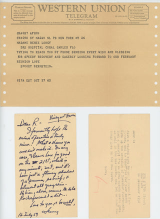 Bernstein, Leonard. (1918–1990) "I'm so glad modern music goes so well in the Mad South" - Three Letters to Reneé Longy.