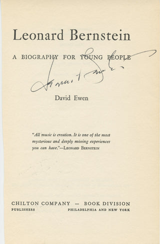 Bernstein, Leonard. (1918–1990) Two Items for Young People, including Signed Book Title