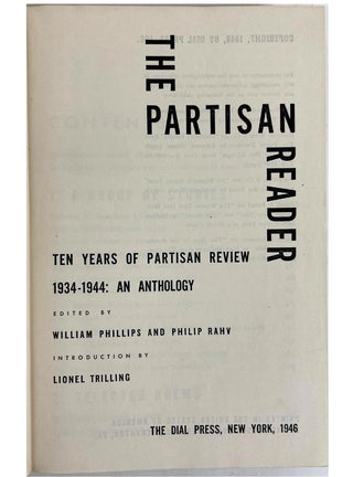 [Bernstein, Leonard. (1918–1990)] "The Partisan Reader" – from the Library of Leonard Bernstein