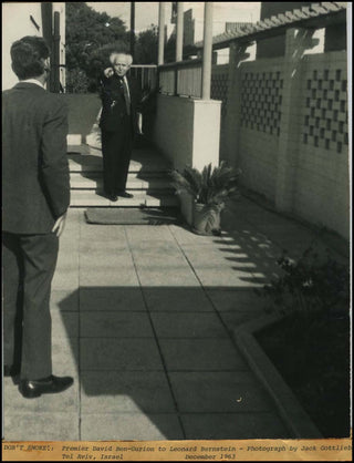 Bernstein, Leonard. (1918–1990) Original Gottlieb Photograph of Ben-Gurion telling Bernstein not to Smoke!