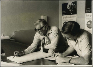 Bernstein, Leonard. (1918–1990) Original Photograph revising Kaddish.