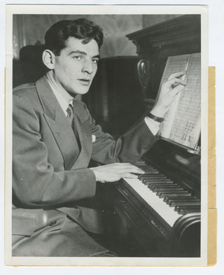 Bernstein, Leonard. (1918–1990) "Youth 25 Conducts Philharmonic in Emergency"  - Original 1943 Photograph