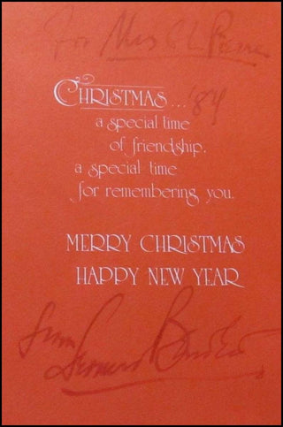 Bernstein, Leonard. (1918–1990) Signed Christmas Card