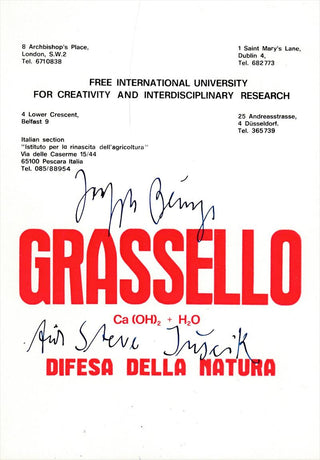 Beuys, Joseph. (1921–1986) "Grassello" - Signed Postcard