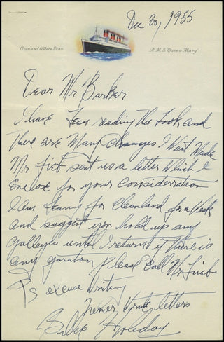 Holiday, Billie. (1915-1959) Important Autograph Letter