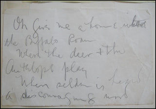 Crosby, Bing. (1903–1977) [Rogers, Will. (1879–1935)] [Madriguera, Enric. (1904–1975)] Autograph Manuscript of "Home on the Range" used in 1935 NBC Will Rogers memorial broadcast