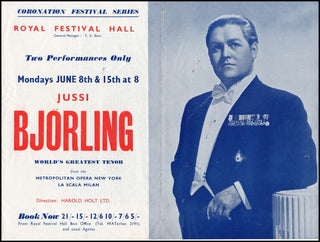 Björling,  Jussi. (1911-1960) Concert Broadside