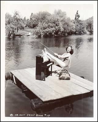 [Piano Pinup] Blair, Janet. (1921 - 2007) 1942 Cheesecake photograph playing Piano in her Swimsuit!