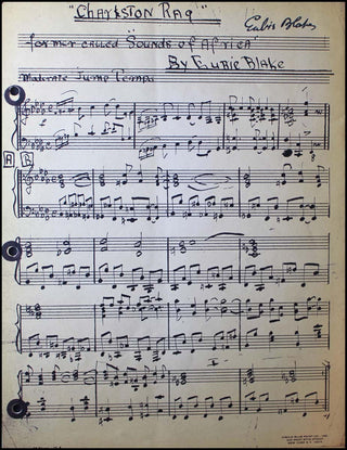 Blake, Eubie. (1887 - 1983) Signed "Charleston Rag" Music