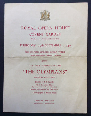 [Bliss, Arthur. (1891-1975)] "The Olympians" - Original 1949 Opening Night Program