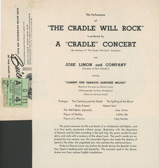 Blitzstein, Marc. (1905–1964) "The Cradle Will Rock" - Signed Revival Playbill