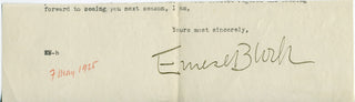 Bloch, Ernest. (1880-1959) Autograph Signature