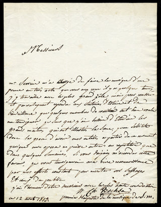 [Harp] Bochsa, Nicolas-Charles. (1789 - 1856) Autograph Letter