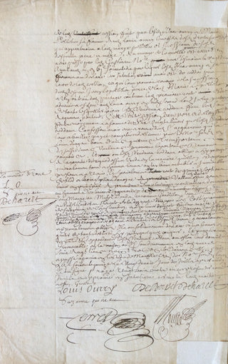 Boësset, Antoine. (1586-1643) & Boësset, Jean Baptiste. (1614-1685) Autograph Receipts of Wages and Signed Document