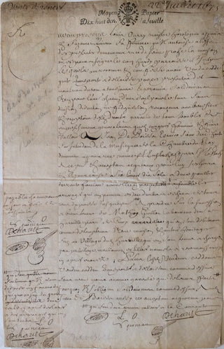 Boësset, Antoine. (1586-1643) & Boësset, Jean Baptiste. (1614-1685) Autograph Receipts of Wages and Signed Document