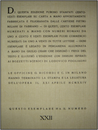 Boito, Arrigo. (1842-1918) "Nerone," Deluxe Limited Issue, bound in Vellum