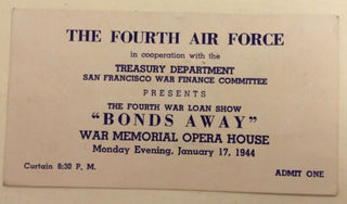 [World War II] "Bonds Away" - Original Program and Ticket from 1944 Air Force Show