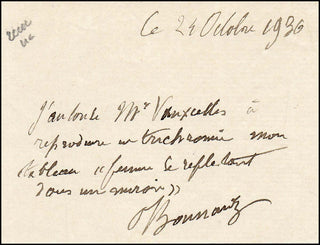 [Literature & Art] Bonnard, Pierre. (1867–1947) Autograph Letter to Vauxcelles