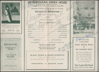 Bori, Lucrezia. (1887–1960) Signed 1935 Metropolitan Opera Program, her last "Pelleas."