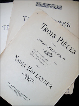 Boulanger, Nadia. (1887 - 1979) Trois pièces pour Violoncelle et Piano