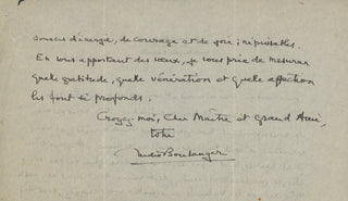 Boulanger, Nadia. (1887-1979) [Siloti, Alexander [Ziloti, Aleksandr Il'yich]. (1863-1945)] Three Autograph Letters to Alexander Siloti and his Daughter, on the Occasion of His Birthday and Subsequent Death