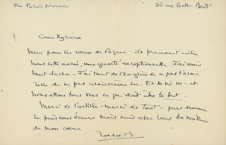 Boulanger, Nadia. (1887-1979) [Siloti, Alexander [Ziloti, Aleksandr Il'yich]. (1863-1945)] Three Autograph Letters to Alexander Siloti and his Daughter, on the Occasion of His Birthday and Subsequent Death