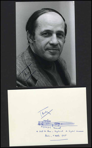 Boulez, Pierre. (1925–2016) "Le Soleil des eaux" - Autograph Musical Quotation with Signed Photograph