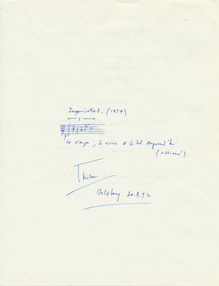 Boulez, Pierre. (1925–2016) & Souzay, Gérard. (1918–2004) "Improvisation I." - Autograph Musical Quotation