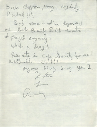 Braff, Ruby. (1927–2003) Autograph Letter to Jack Bradley