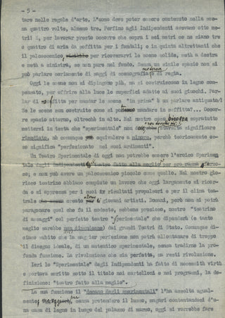 [FUTURISM] Bragaglia, Anton Giulio. (1890–1960) Collection of "Teatro Sperimentale" Materials