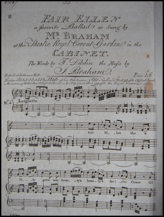 Braham, John. (c. 1774-1856) Group of Songs, bound together.