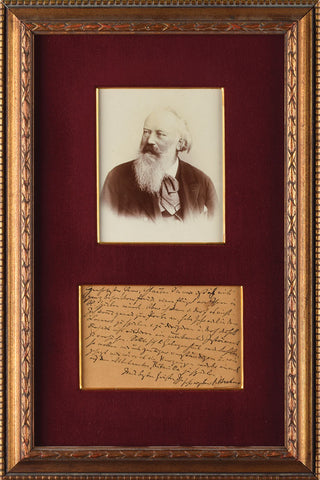 Brahms, Johannes. (1833–1897) "I simply cannot permit myself to take the risk of trying out an unknown instrument" - Autograph Letter Signed