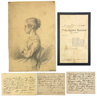 [Brahms, Johannes. (1833–1897)] & Schütte, Agathe. (1835–1909) & Speyer, Edward. (1839–1934) Portrait, Correspondence, and Death-notice of Agathe Schütte (née von Siebold)