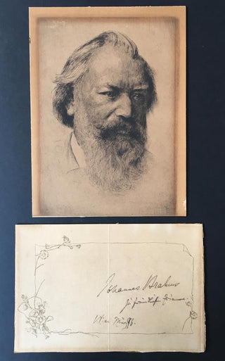 Brahms, Johannes. (1833–1897) Large Autograph Inscription and Engraving