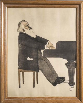 Brahms, Johannes. (1833–1897) [Beckerath, Willy von. (1868–1938)] "Johannes Brahms at the Piano" - Signed Framed Print