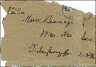 Brahms, Johannes. (1833–1897) Autograph Note on Calling Card to the first woman to perform Brahms's Concerto in B flat, opus 83.