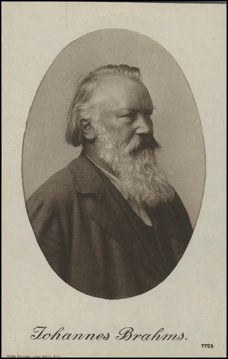 Brahms, Johannes. (1833–1897) Autograph Note on Calling Card to the first woman to perform Brahms's Concerto in B flat, opus 83.