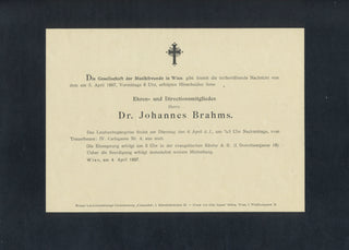 [Brahms, Johannes. (1833–1897)] Announcement of Brahms' Death