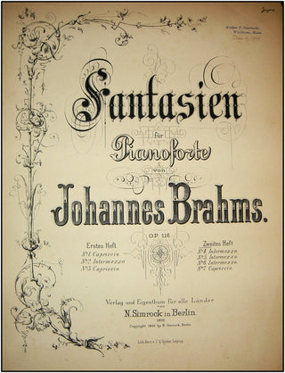 Brahms, Johannes. (1833–1897) Fantasien für Pianoforte. Op. 116.